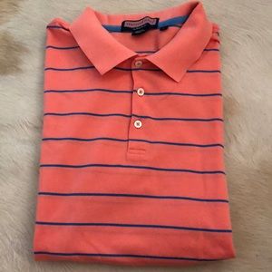 Polo- salmon color with royal blue stripe